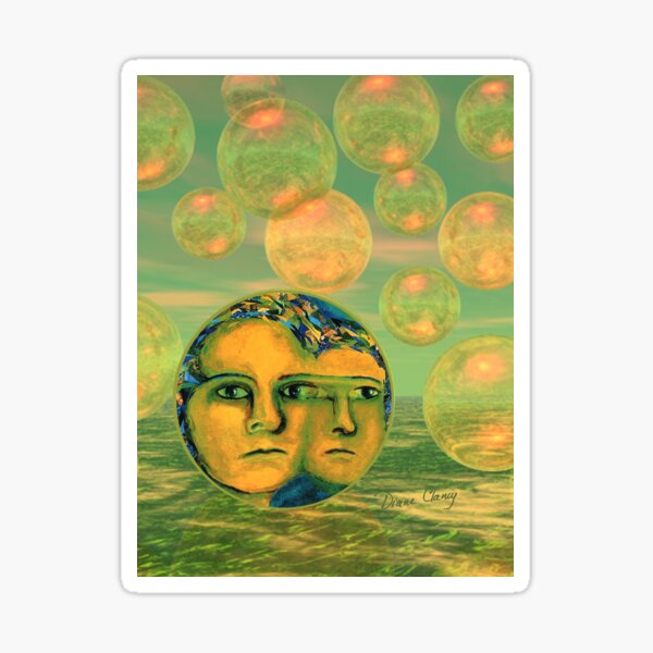 Consciousness - Gold and Green Awakening - Ocean Goddess Sticker