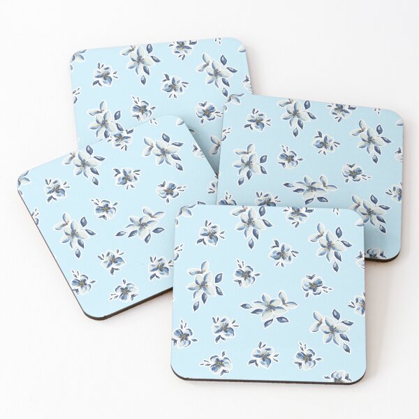 Item preview, Handmade Painted Seamless Pastel Blue Colors Flowers Pattern designed and sold by digoarpi.