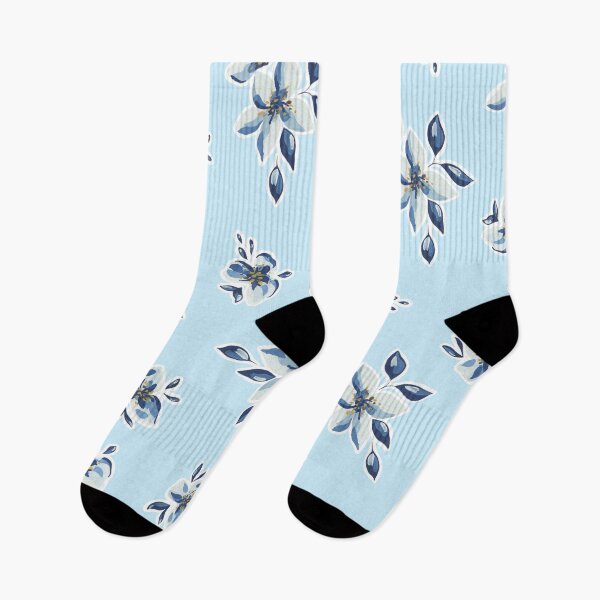 Item preview, Handmade Painted Seamless Pastel Blue Colors Flowers Pattern designed and sold by digoarpi.