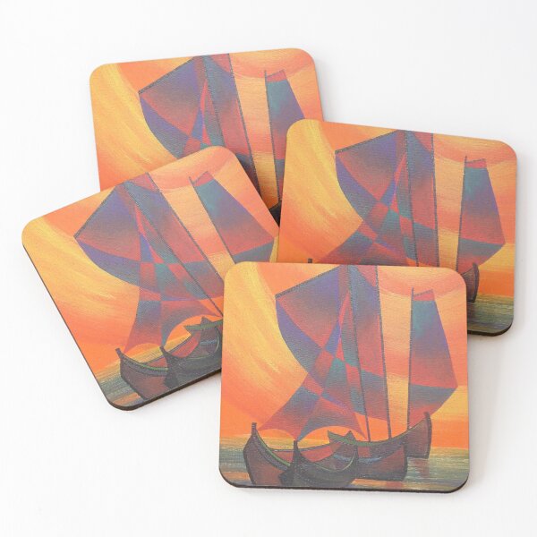 Item preview, Red Sails in the Sunset Cubist Junk Abstract designed and sold by taiche.