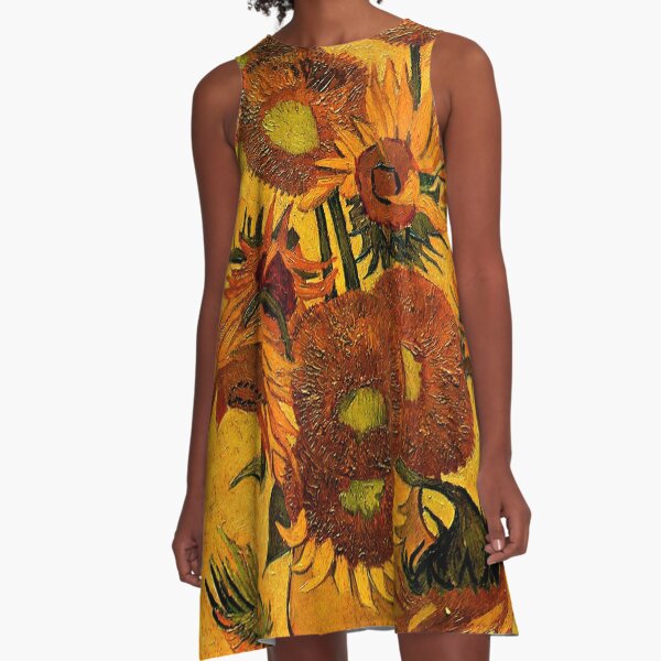 Van Gogh - Vase with 15 Sunflowers A-Line Dress