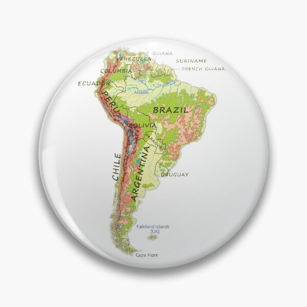 Item preview, South America detailed physical map topographic map of South America continent with Major Lakes and Rivers and country names designed and sold by mashmosh.