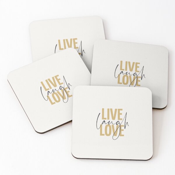 Item preview, LIVE. LAUGH. LOVE. Inspirational Quote. Yellow Gold. Beige. designed and sold by PAPER MOON art & design.