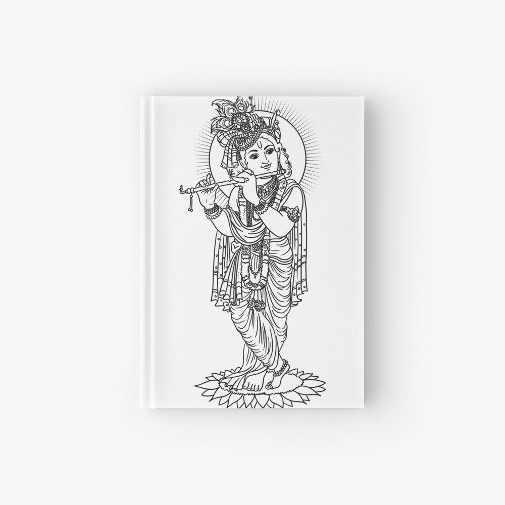 Hindu God Krishna line drawing vector illustration, vishnu, asian ...