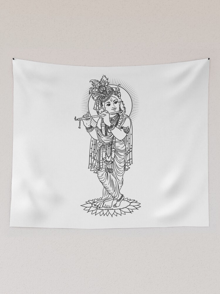Premium Photo | Lord krishna black and white clipart drawing illustration  picture Ai generated art
