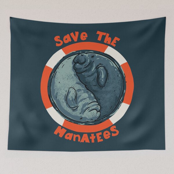 Item preview, Save the Manatees - Yin Yang Manatee Couple in a Lifebuoy Ring | Manatee County designed and sold by Any Color Designs.