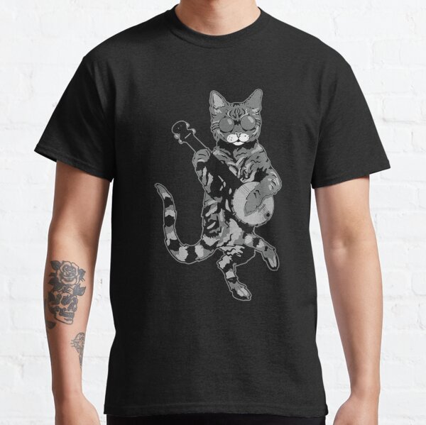 cat playing banjo t shirt