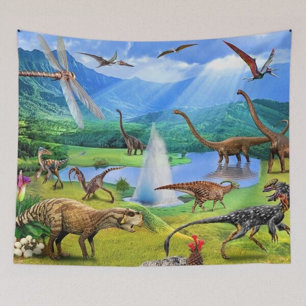Item preview, Dinosaurs print on canvas Dinosaur painting on wood Jigsaw Puzzle Boardgame designed and sold by Anaconda23.