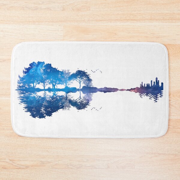 Item preview, Blue Guitar Skyline with Trees and Buildings designed and sold by Musicianst0re.