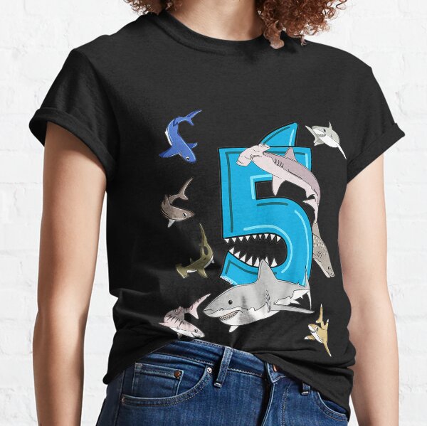 Kids 5th Birthday Boy Shark Shirts 5 Jaw Some Four Tees Boys 5 Years Old  Youth Long Sleeve