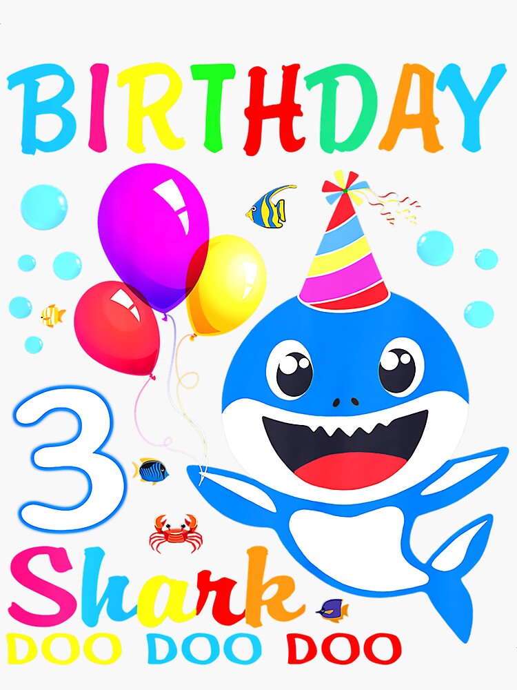 Kids Kids Baby Shark 3 Years Old 3rd Birthday Doo Doo Merch