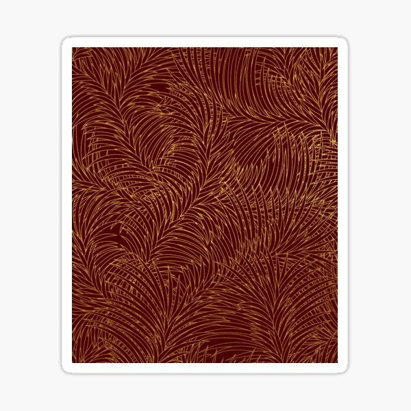 Golden Palm Leaves Maroon Sticker