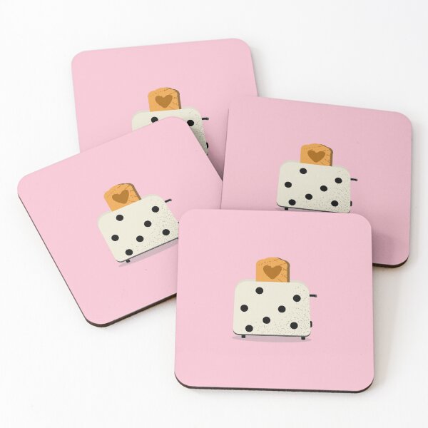 Item preview,  toaster with polka dots on a pink background. toast with a heart. designed and sold by milkyway555.
