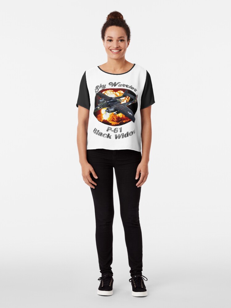 Alternate view of P-61 Black Widow Sky Warrior Chiffon Top