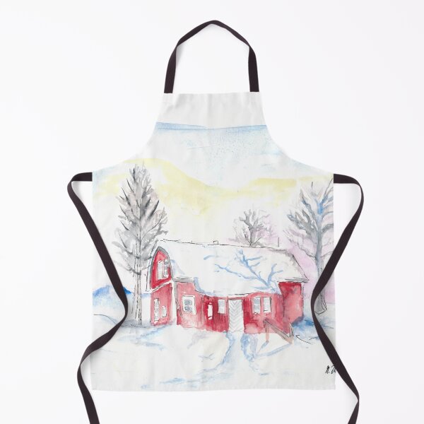 Artikelvorschau, Nachmittagssonne im skandinavischen Winter mit rotem Haus im Schnee entworfen und verkauft von artshop77.