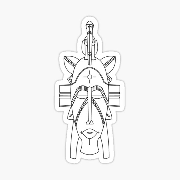 Djimini Mask white - Ivory Coast Sticker