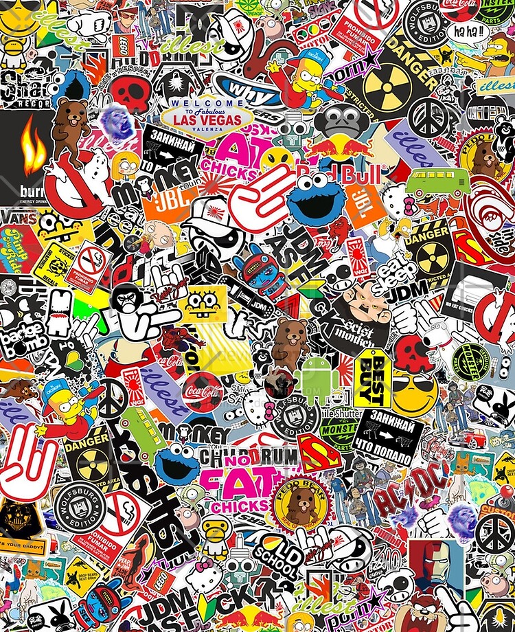 Popular random sticker logo collage featuring cartoon characters Popular random sticker logo collage featuring cartoon characters