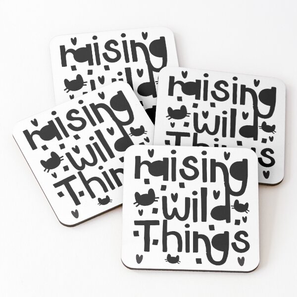 Item preview, Raising Wild Things Black Silhouette Black & White Theme typography designed and sold by NightGleam.
