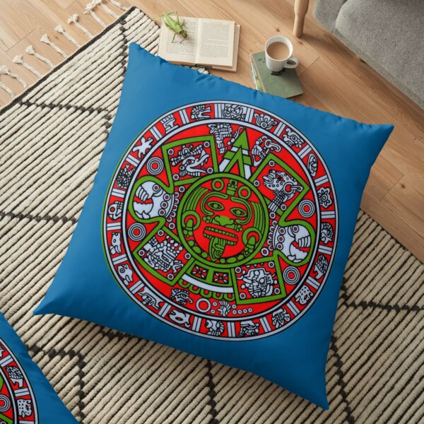 Aztec Mayan Empire Ancient Mexican Culture Civilization Art Floor Pillow