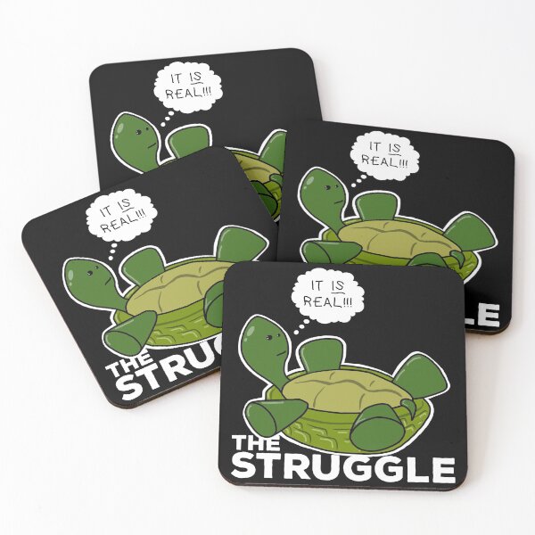 Item preview, Cute Depressed Cartoon Obese Turtle On Back Talking About The Struggle designed and sold by YomeHayin.
