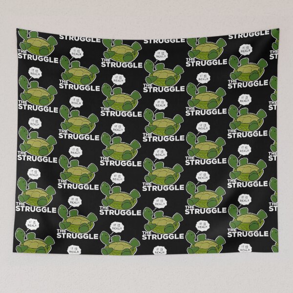 Item preview, Cute Depressed Cartoon Obese Turtle On Back Talking About The Struggle designed and sold by YomeHayin.