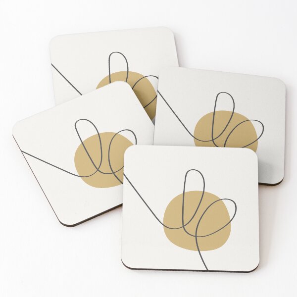 Item preview, Minimal Line Art. Abstract Heart. Boho Aesthetic. Yellow Gold. Black. Beige. designed and sold by PAPER MOON art & design.