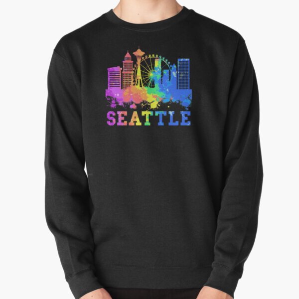 Seattle Skyline Flight Hooded Sweatshirt designed by JOOLcity