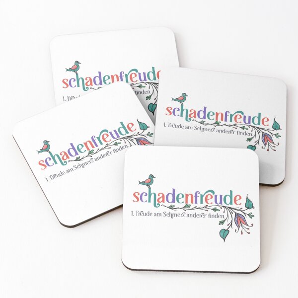 Item preview, Schadenfreude - Definition in German with Folk Flowers designed and sold by The White Bat.