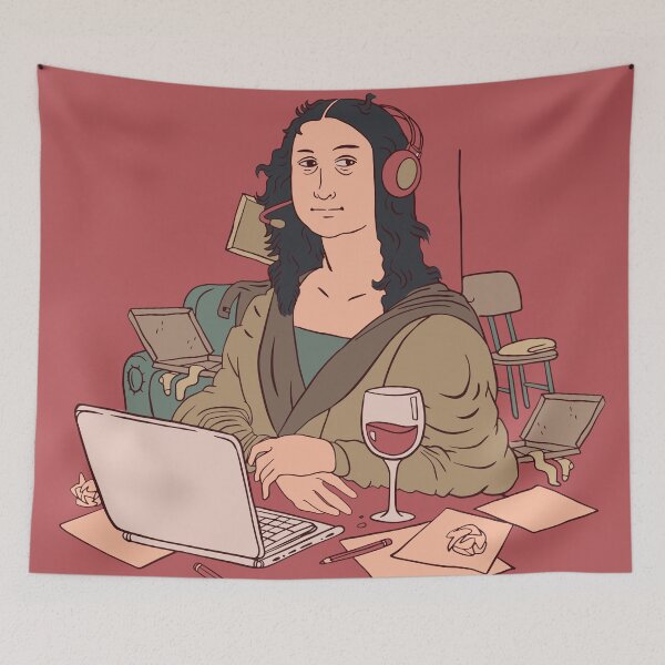 Item preview, Work from Home Mona Lisa | Funny Quarantine Cartoon designed and sold by SLAG-Creative.