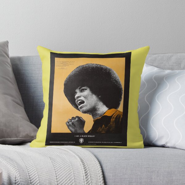 I Am A Black Woman - Angela Davis - Black Panthers - Vintage Poster Throw Pillow