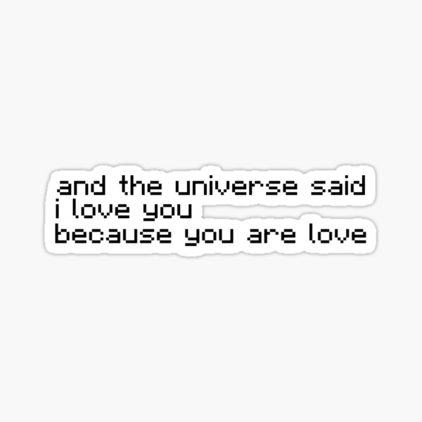 "and the universe said I love you, because you are love" Sticker for