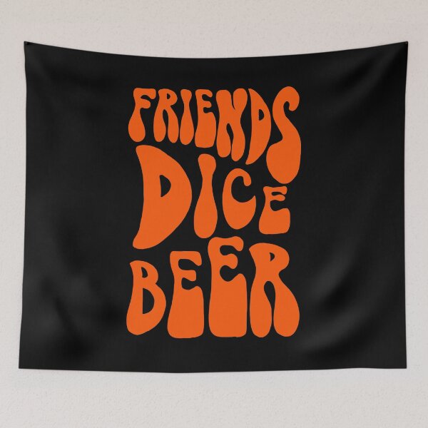 Item preview, Friends, Dice, Beer 70s Retro Groovy Orange designed and sold by WPahat.