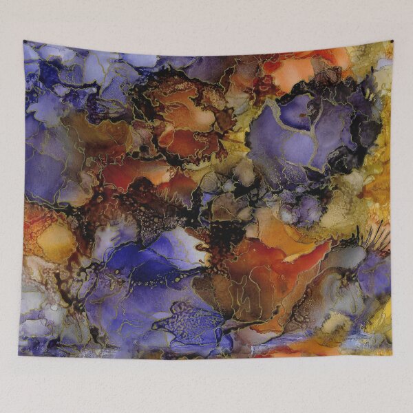 Item preview, Purple Golden Floral Blooms Abstract designed and sold by turbandiva.