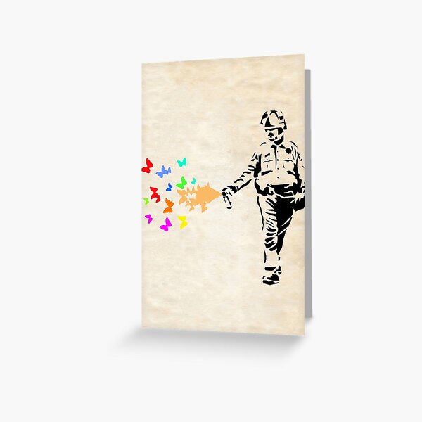 Aperçu de l'œuvre Pochoir BANKSY STYLE URBAIN GRAFFITI PEINTURE PAPILLONS créée et vendue par kwiebe34.
