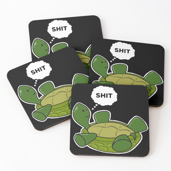Item preview, Cute Depressed Cartoon Obese Turtle On Back Thinking SHIT Funny designed and sold by YomeHayin.