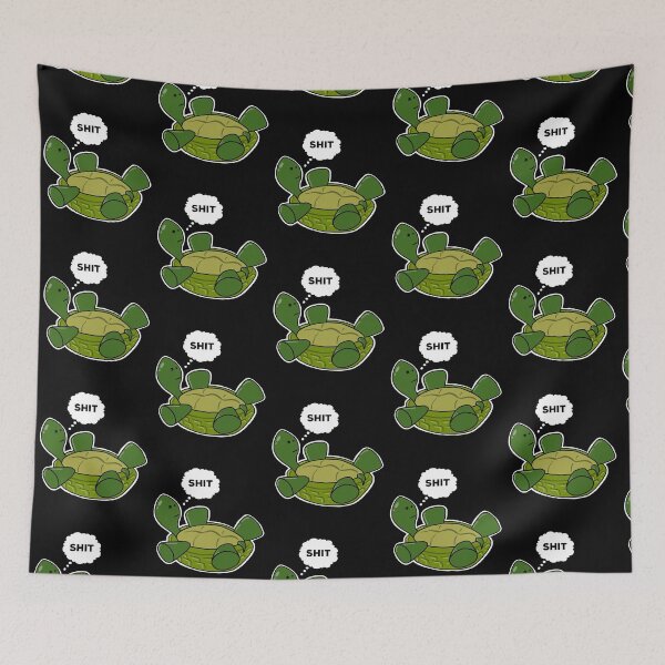Item preview, Cute Depressed Cartoon Obese Turtle On Back Thinking SHIT Funny designed and sold by YomeHayin.