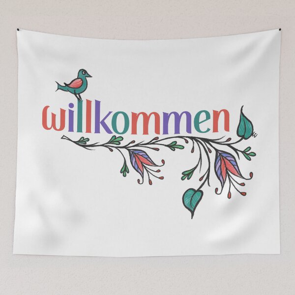 Item preview, Willkommen - German Folk Flowers designed and sold by The White Bat.