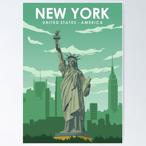 Item preview, New York Statue of Liberty travel poster designed and sold by Stadify.