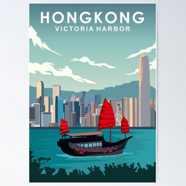Item preview, Hongkong Victoria Harbor Travel Poster designed and sold by Stadify.