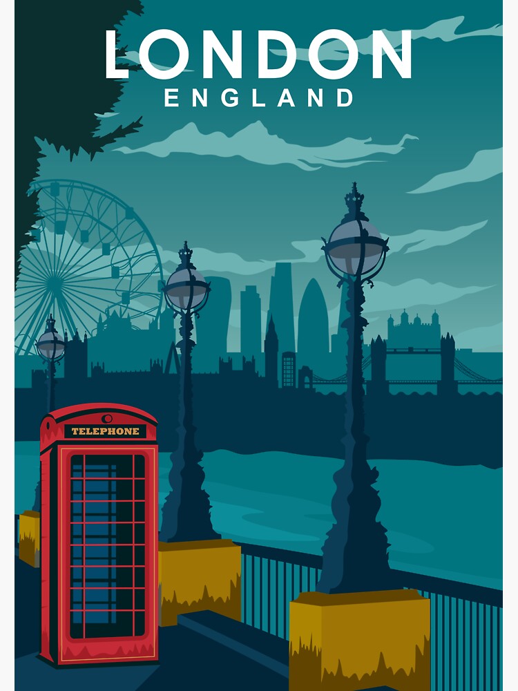 Discover London Travel Poster with the skyline and more Sticker