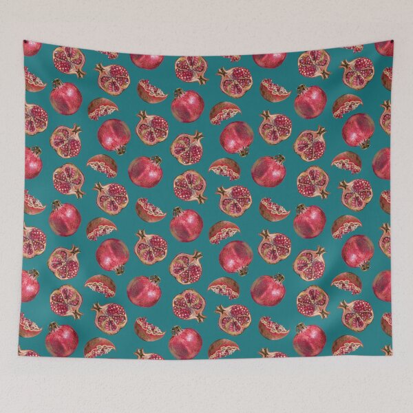 Item preview, Pomegranates on turquoise designed and sold by gsm-print772.