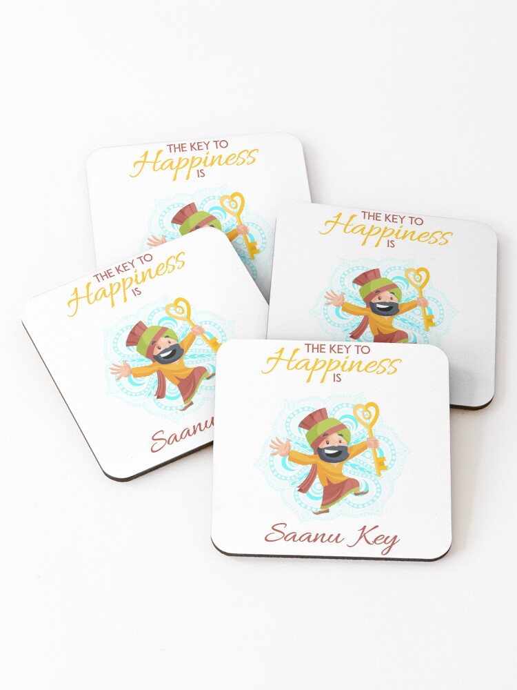 Thumbnail 1 of 5, Coasters (Set of 4), Key to Happiness designed and sold by DesiBoli.