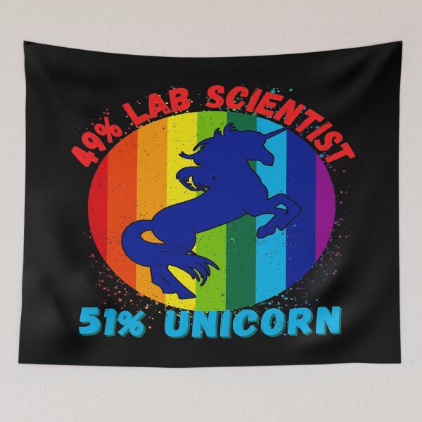 Item preview, 49% LAB SCIENTIST 51% UNICORN FUNNY LAB TECH RAINBOW GRUNGE SUNSET designed and sold by Hippiesole.