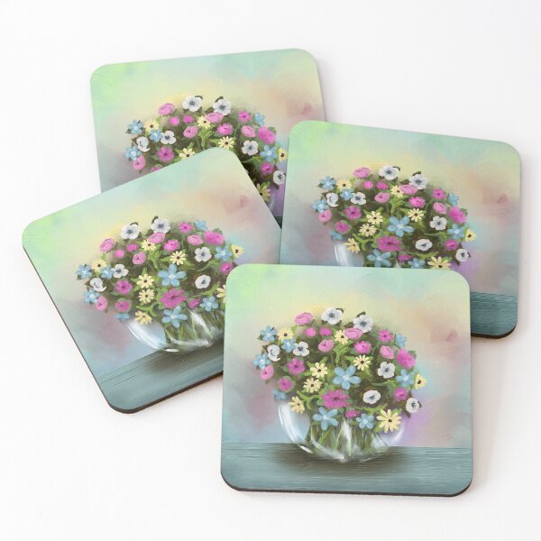 Item preview, Vase of Spring Flowers | Aqua Delight | Cherie's Art(c)2021 designed and sold by CheriesArt.