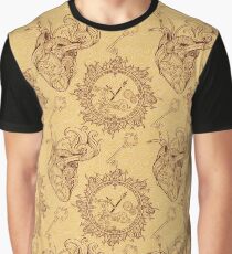 Pattern of heart, clockwork and key in steampunk style Graphic T-Shirt