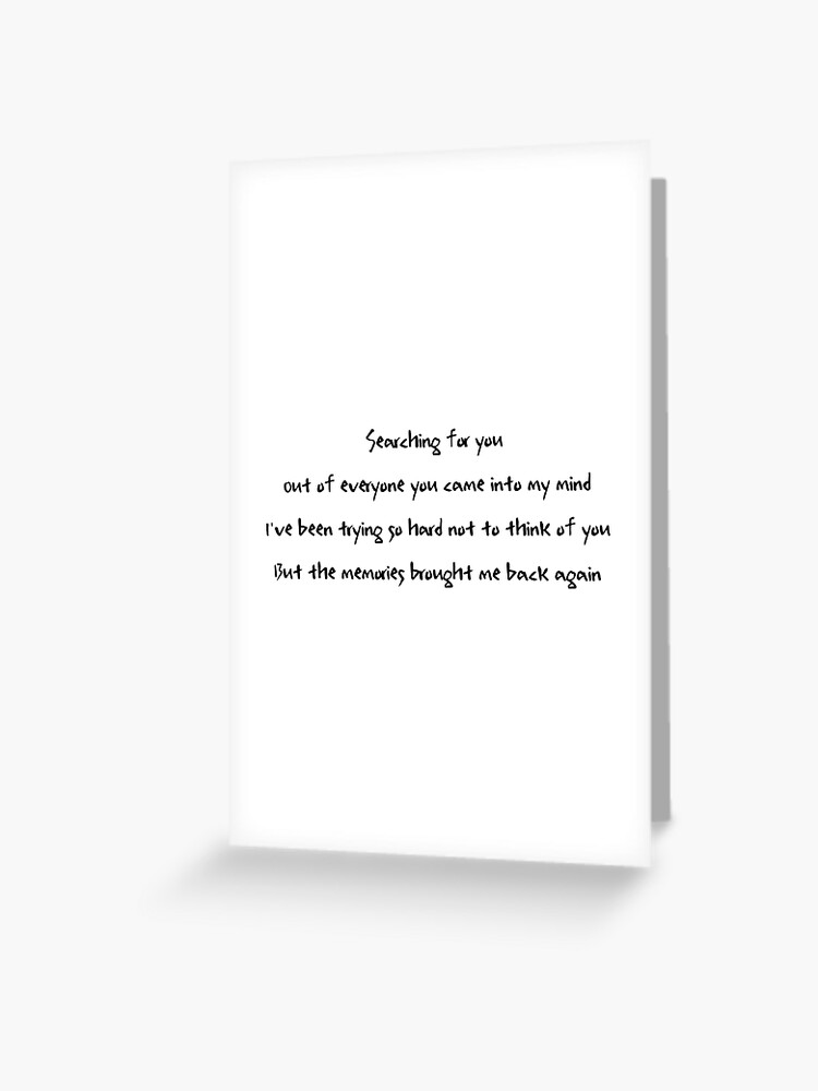 Your Name Engraved Herein Handwritten Lyrics Verse English Greeting Card By Aooms123 Redbubble