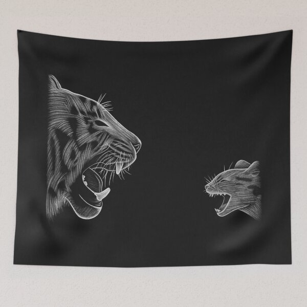 Item preview, Cat vs Tiger Sketch designed and sold by CutiPiStudios.