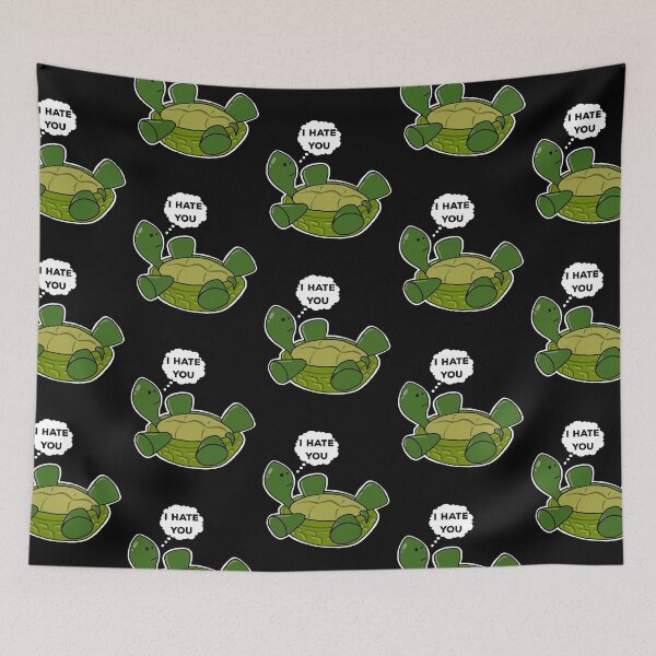 Item preview, Cute Depressed Cartoon Obese Turtle On Back Thinking I HATE YOU Funny designed and sold by YomeHayin.