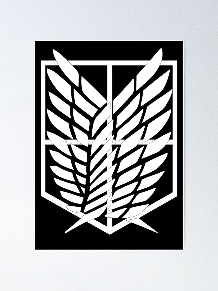 Attack On Titan Survey Corps White Logo Poster By Nvaa Redbubble