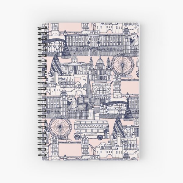 Item preview, London toile navy blush designed and sold by scrummy.